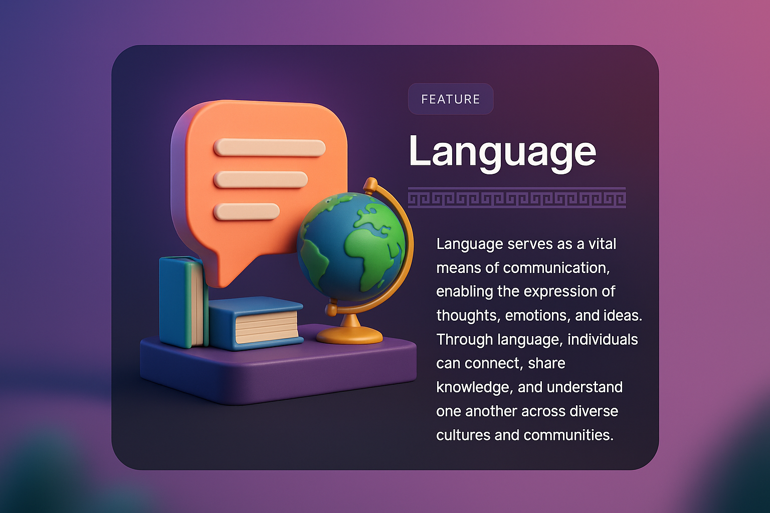 3D Illustration of a Web Page Featuring Language Content