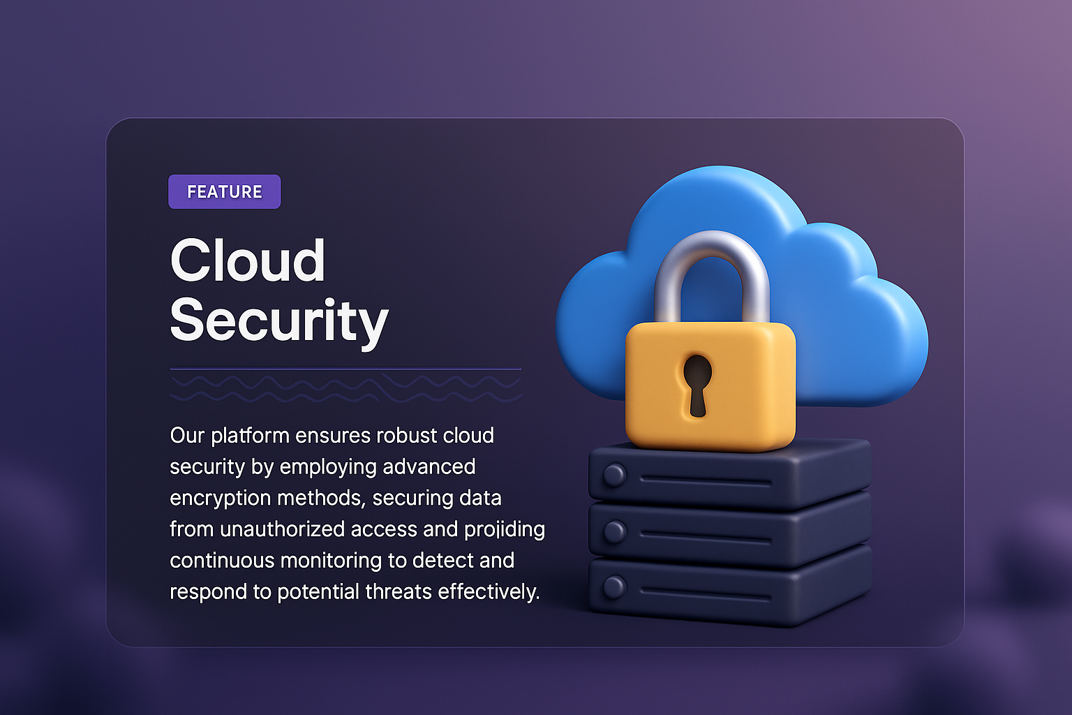 3D Web Design Featuring Cloud Security Illustration