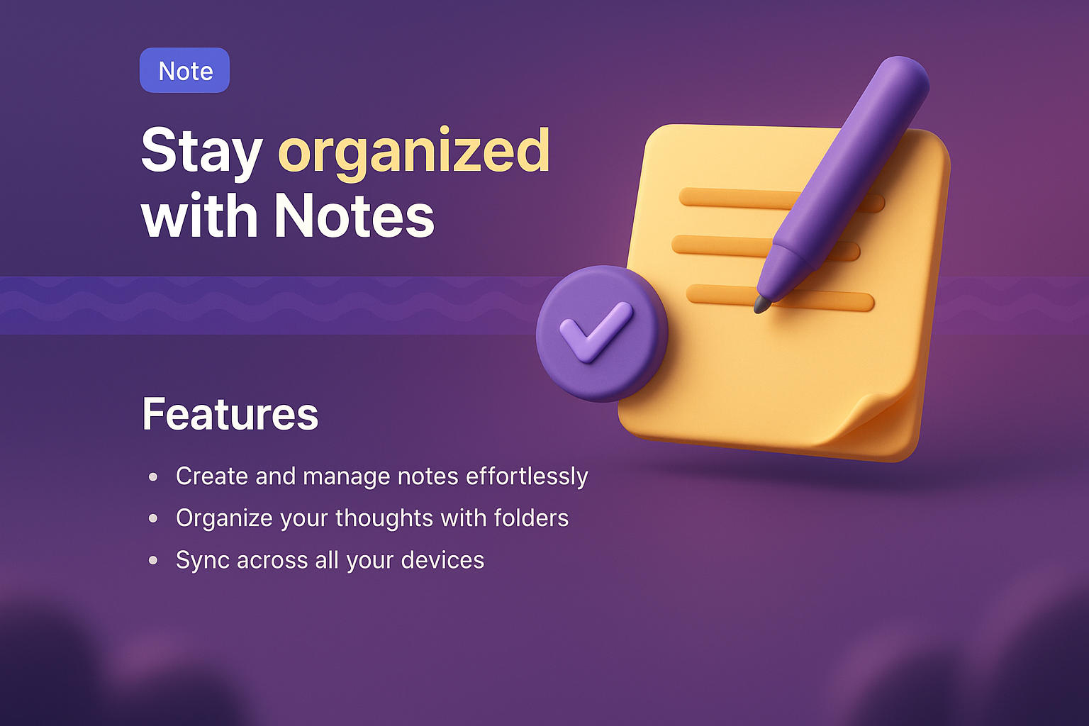 3D Illustration of Note-Taking Features for a Landing Page
