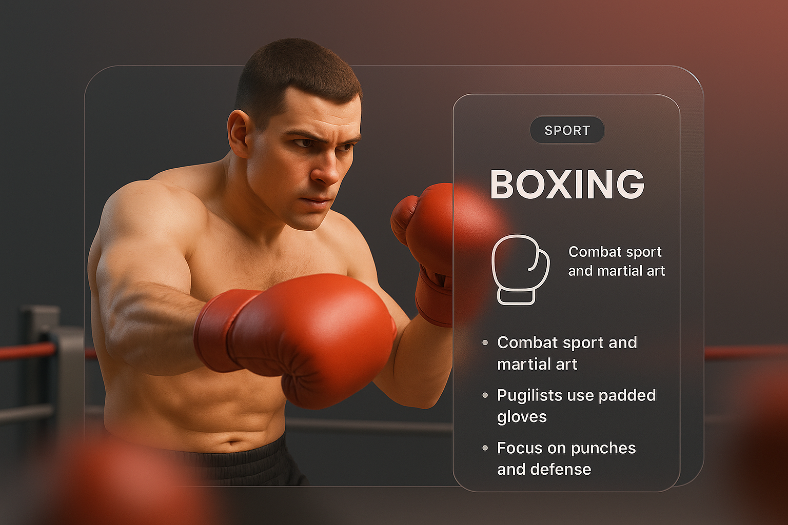 3D Boxing Illustration with Transparent Overlay Design