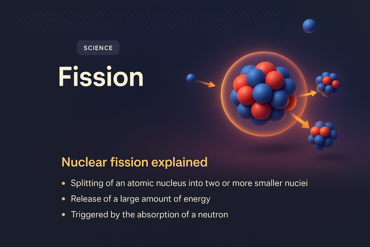 3D Illustration of Nuclear Fission Concept