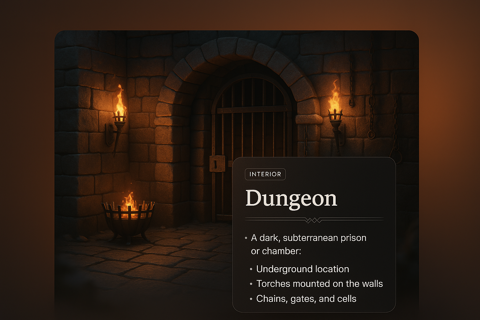 Medieval Dungeon Web Design Concept with 3D Illustration