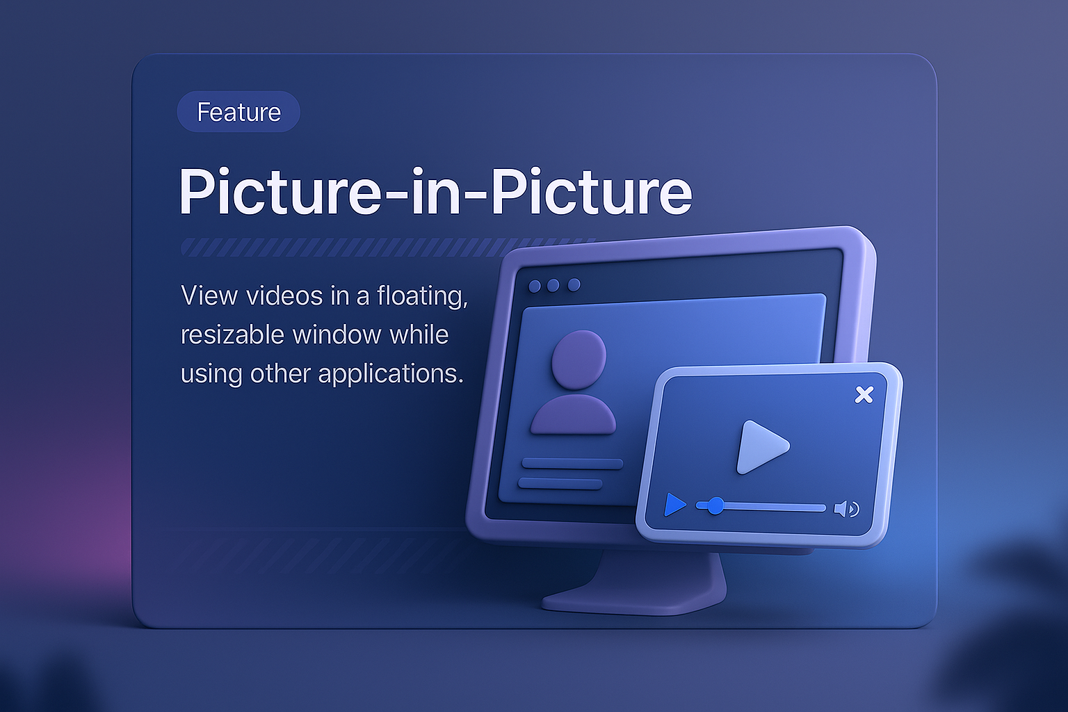 3D Illustration of Picture-in-Picture Feature for Web Design