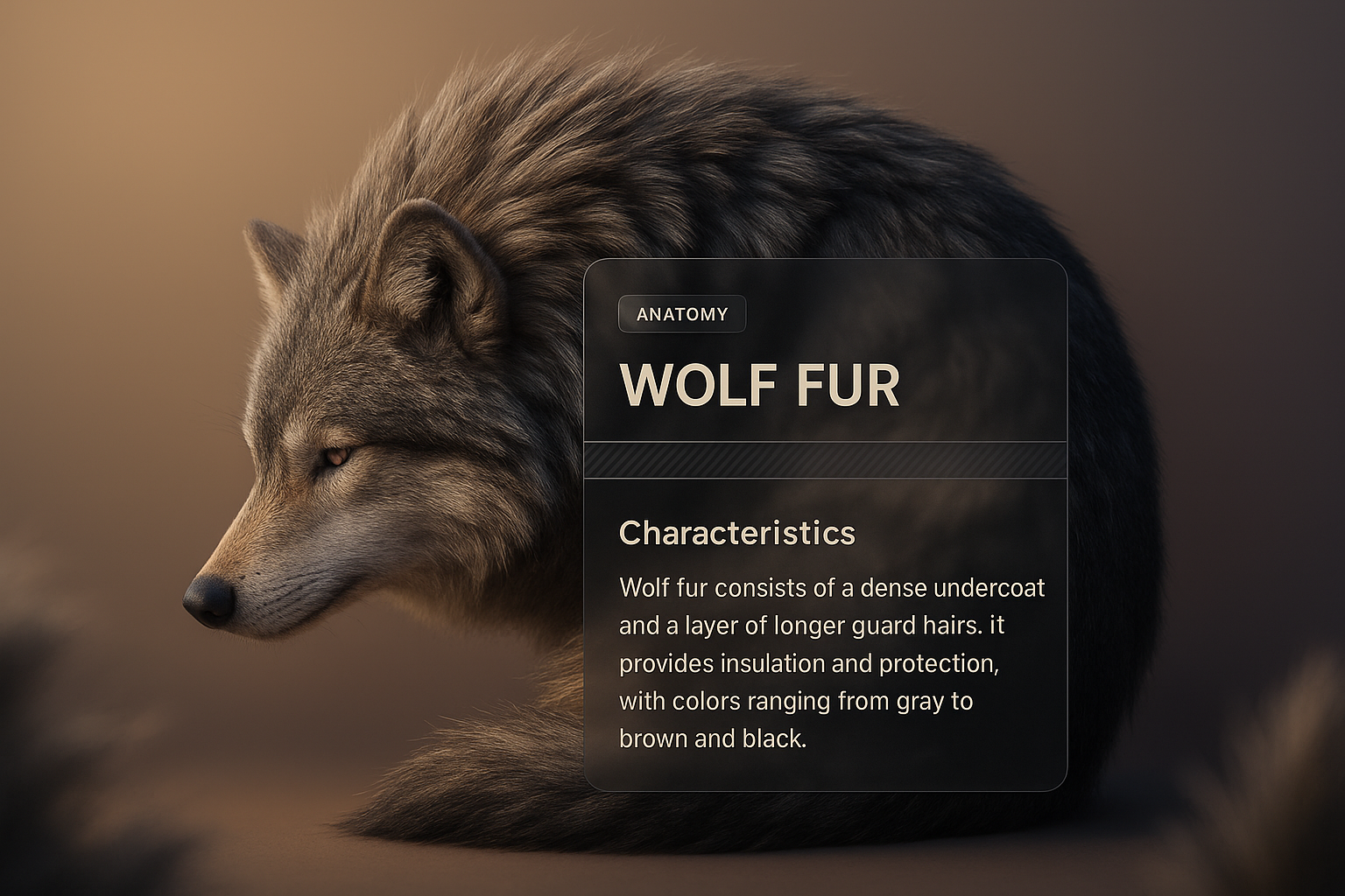 Intricate Wolf Fur Details in 3D Illustration
