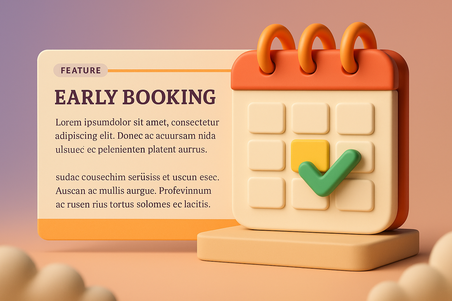 Early Booking Banner with 3D Calendar Illustration