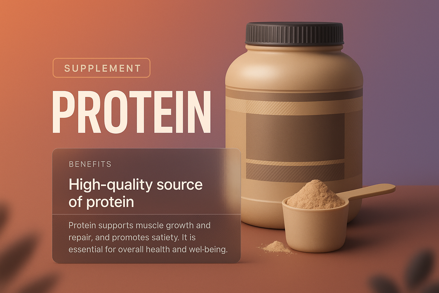 3D Illustration of Protein Supplement with Clean Design