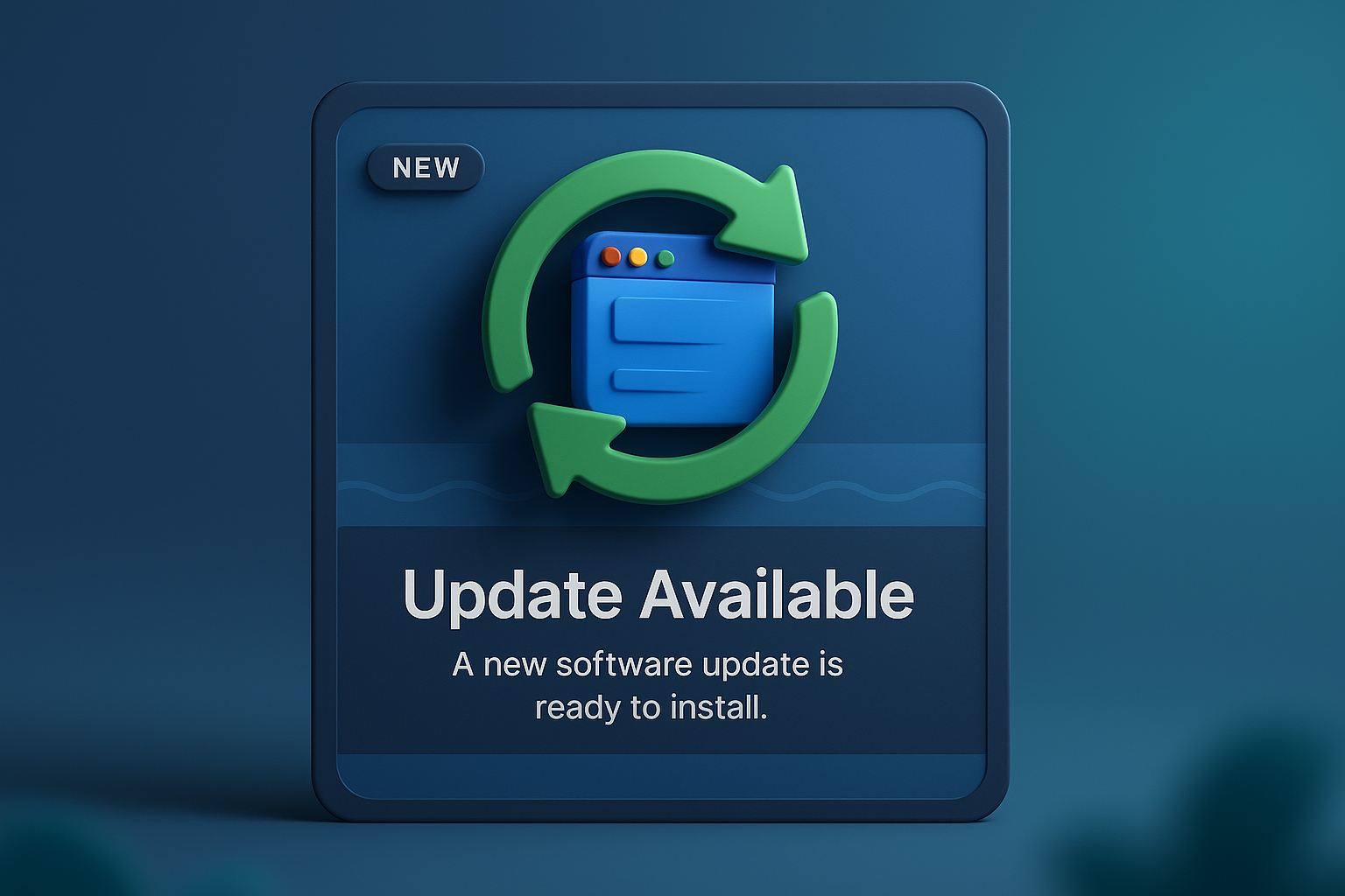 3D Illustration of Software Update Notification