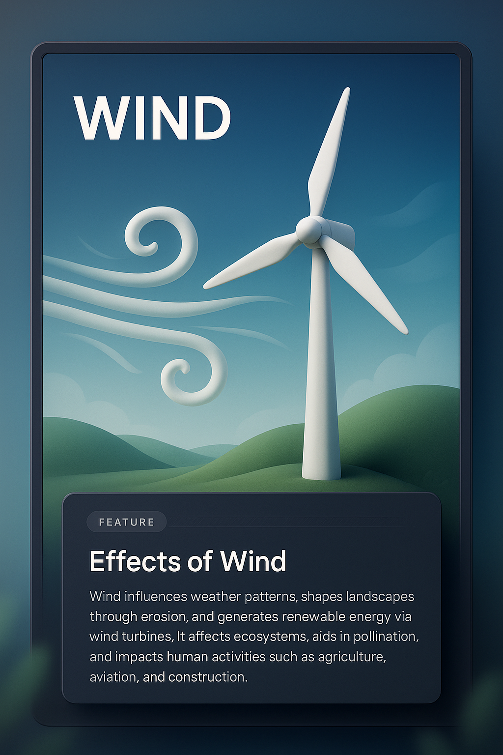 3D Illustration of Wind Effects with Feature Block
