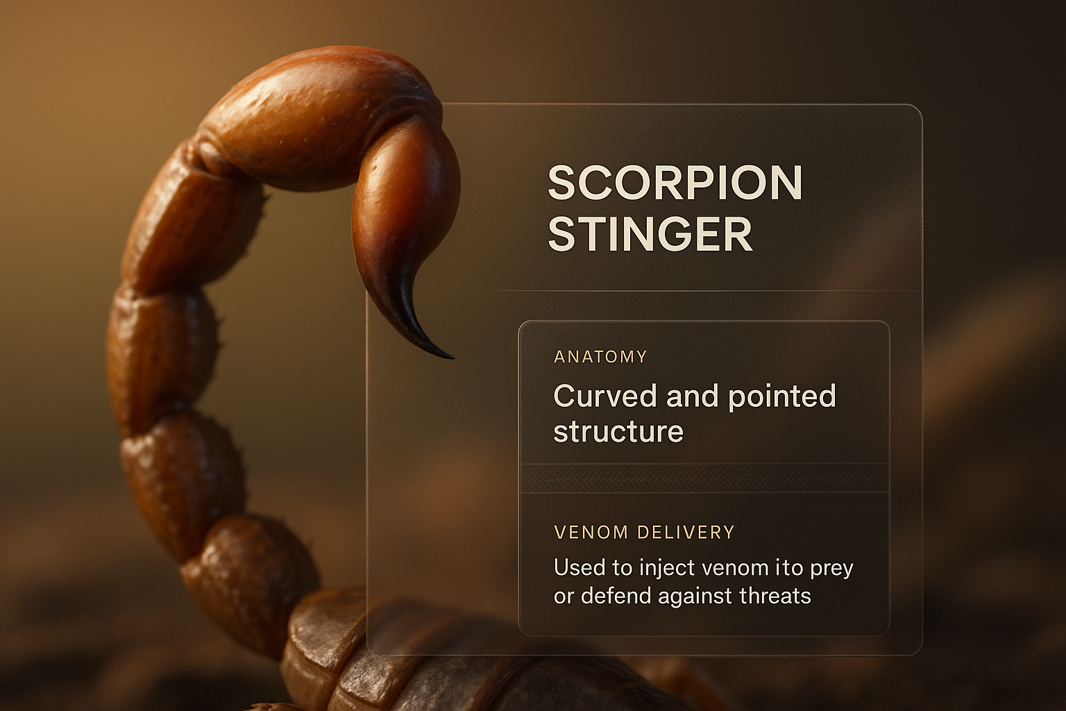 3D Scorpion Stinger Illustration with Information Overlay