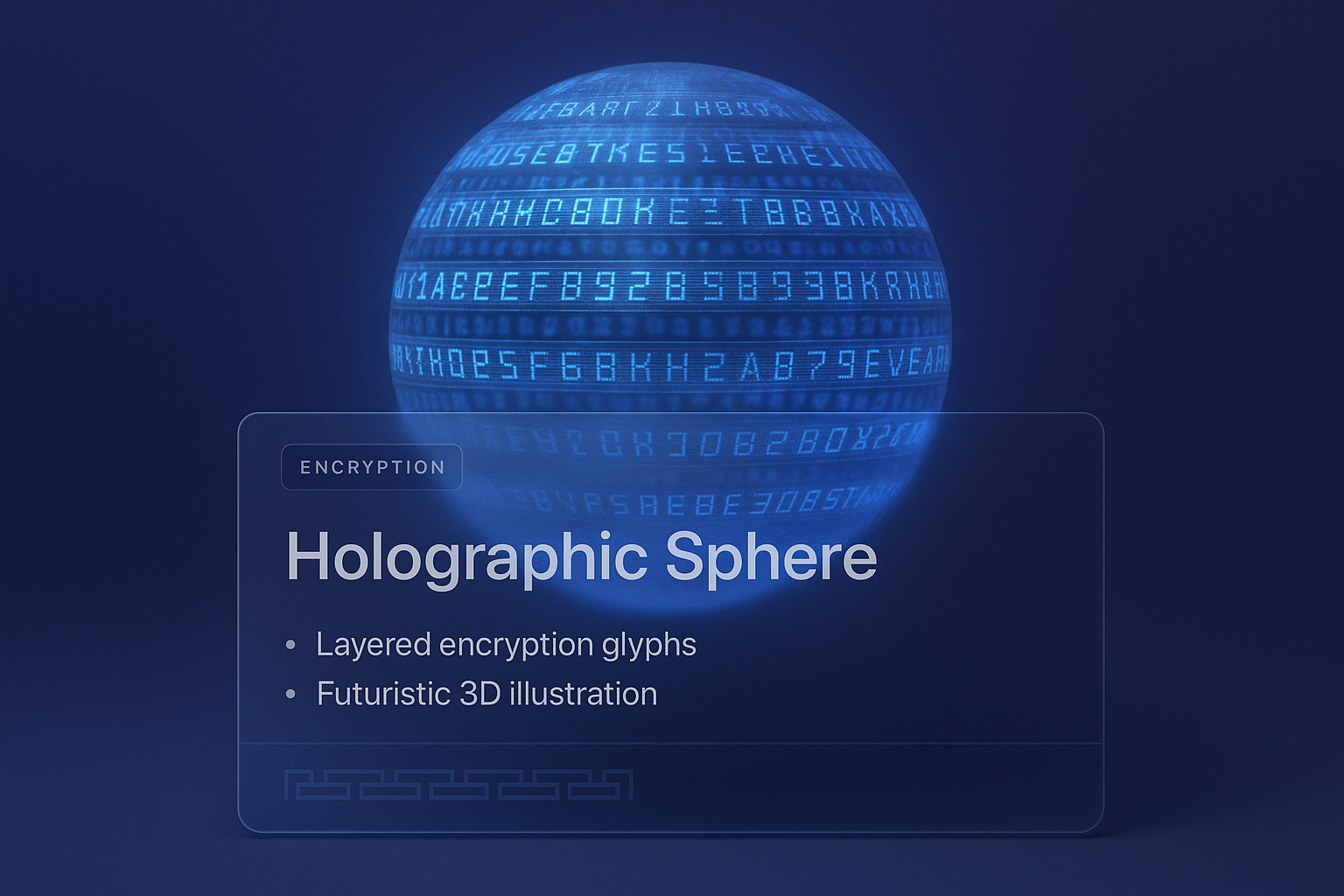 Futuristic Holographic Sphere with Encryption Glyphs