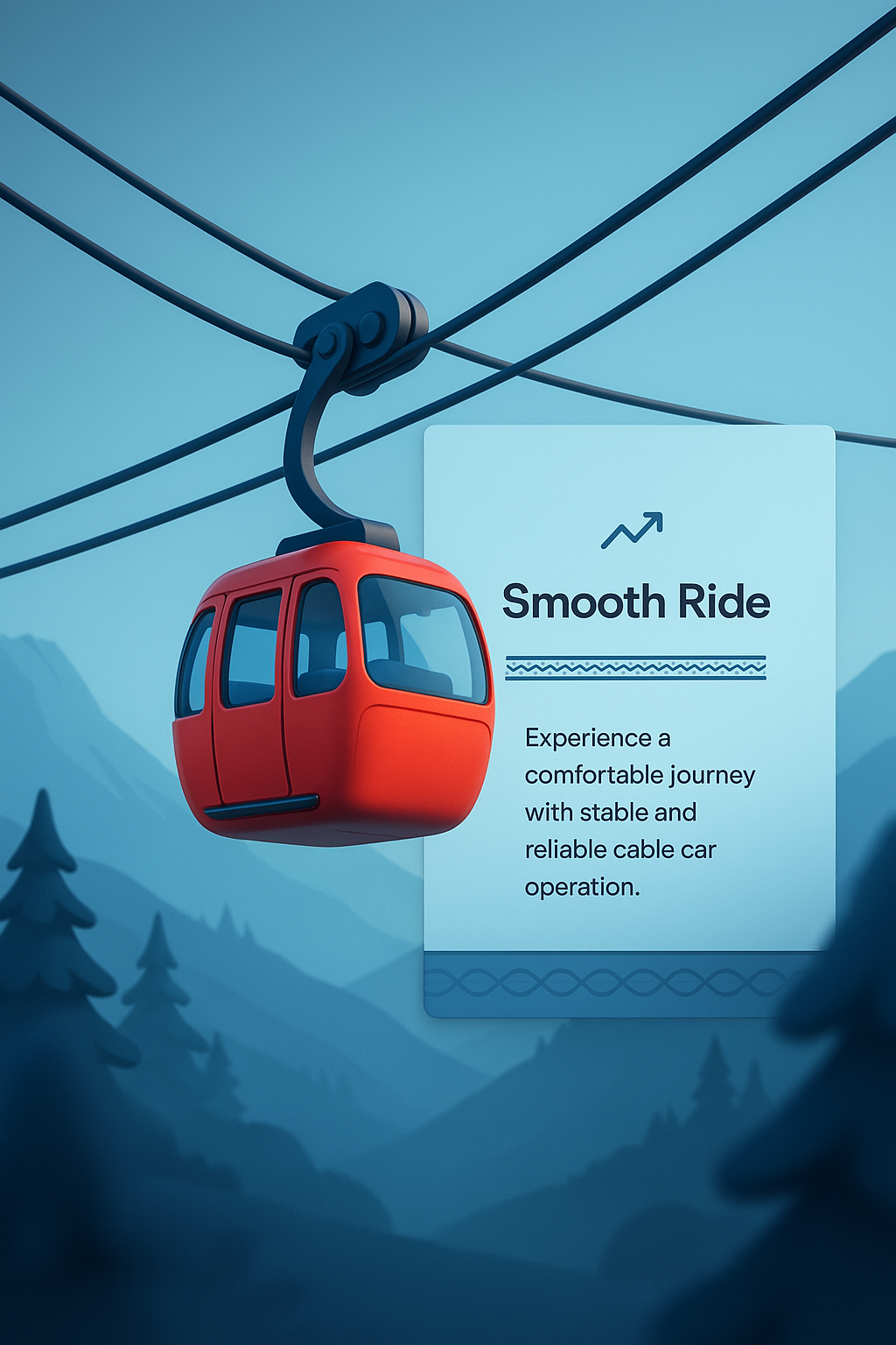 Dynamic Cable Car Illustration with Informative Block