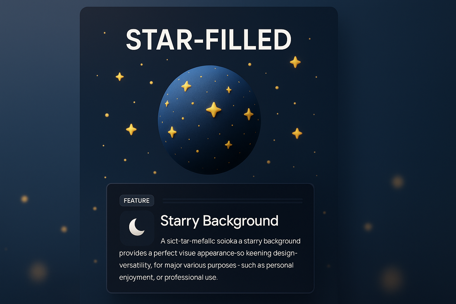 Star-Filled Background with 3D Illustration and Feature Block