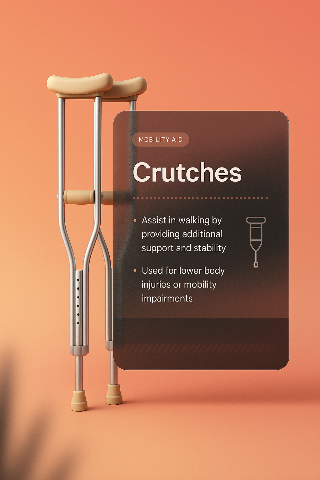 3D Illustration of Crutches with Informative Overlay