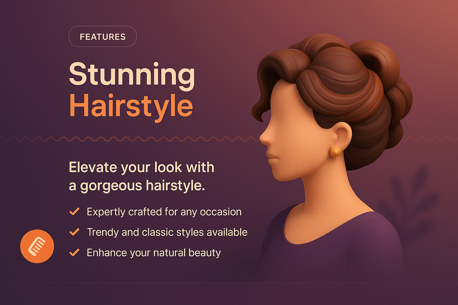 3D Hairstyle Landing Page with Feature Highlights