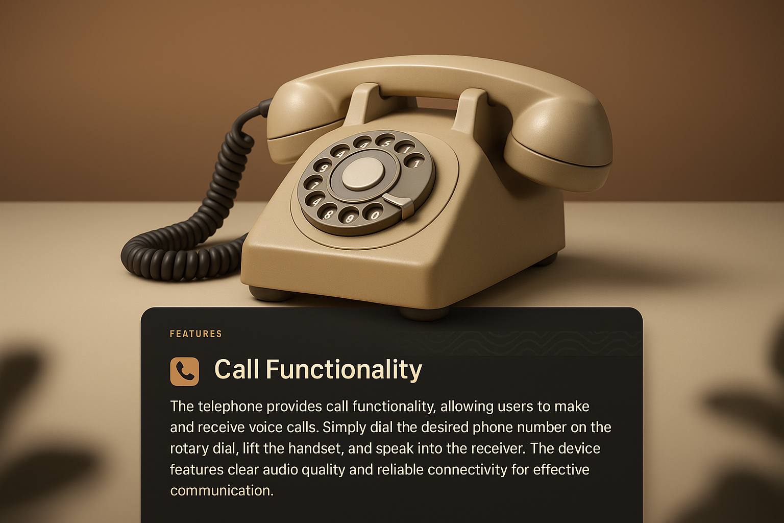 Vintage Telephone with Dark Feature Panel for Web Design