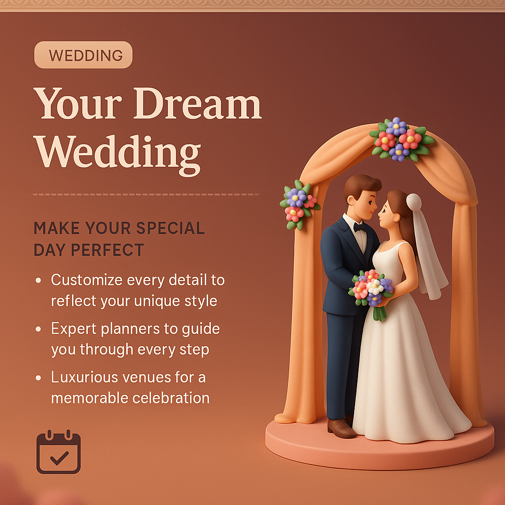 Elegant Wedding Landing Page Design with 3D Illustration