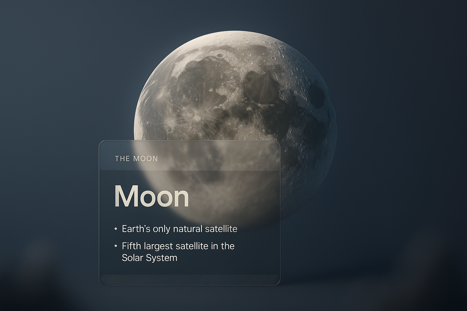 3D Illustration of the Moon with Informative Overlay