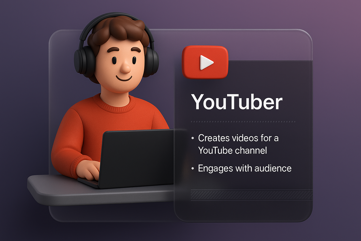 3D YouTuber Illustration for Web Design