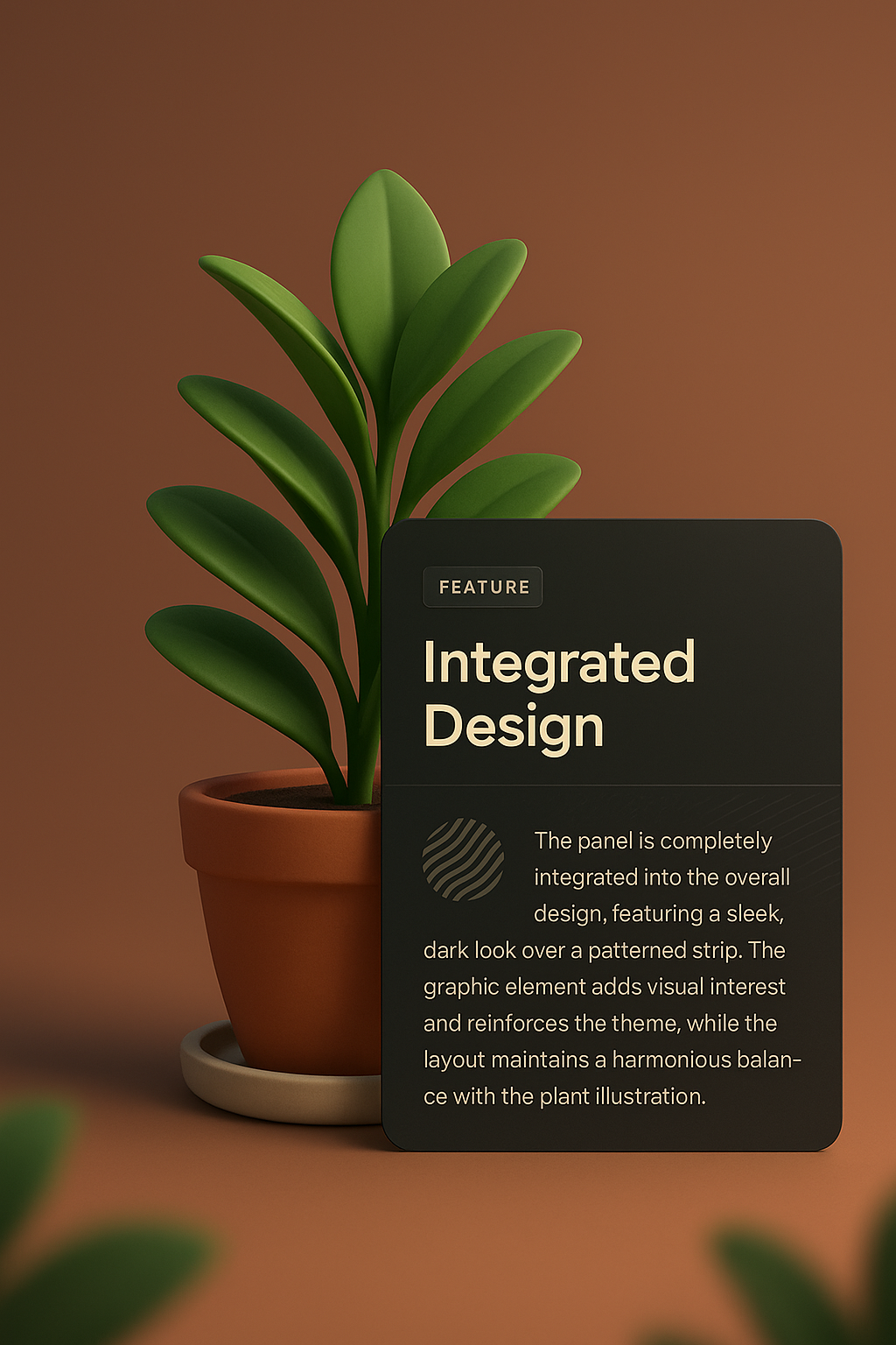 Integrated 3D Design Featuring a Plant Illustration