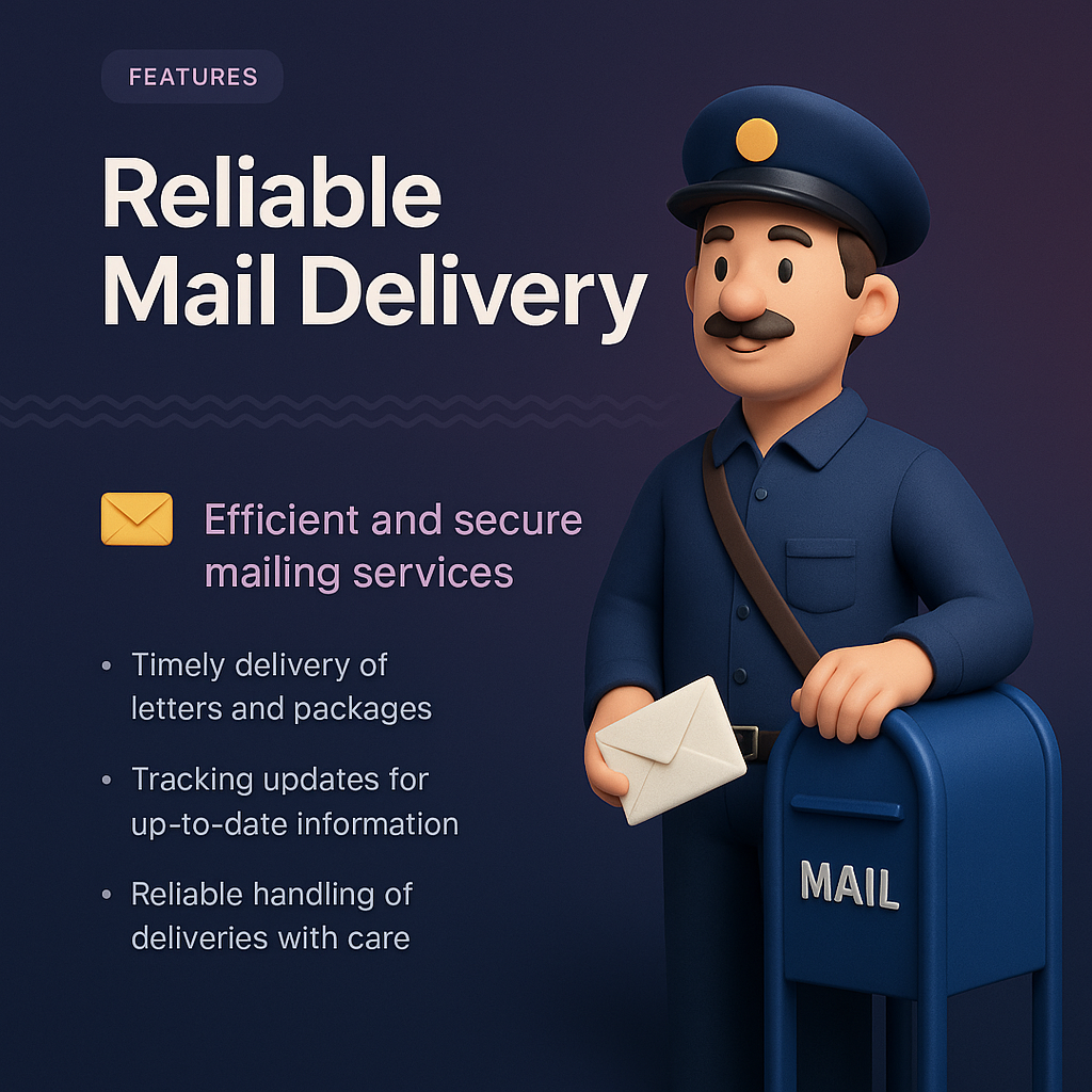 3D Mailman Design for Landing Page Features