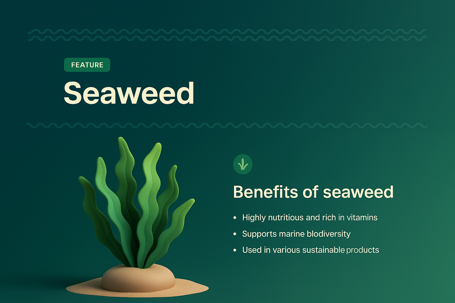 3D Illustration of Seaweed Highlighting Its Benefits