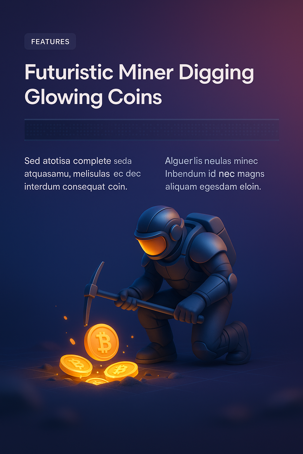 Futuristic Miner Collecting Glowing Digital Coins
