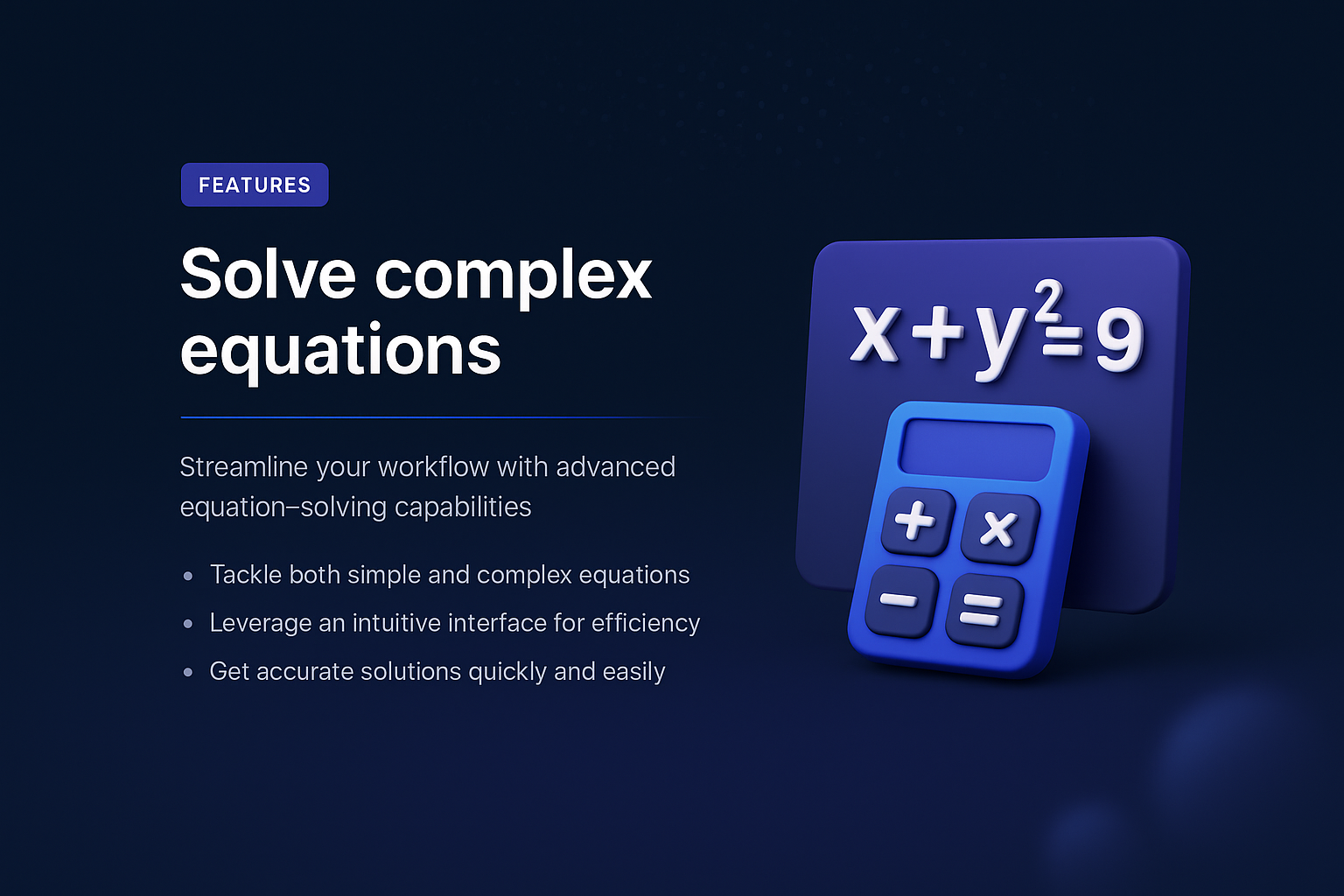 3D Landing Page Design for Equation Solving Features