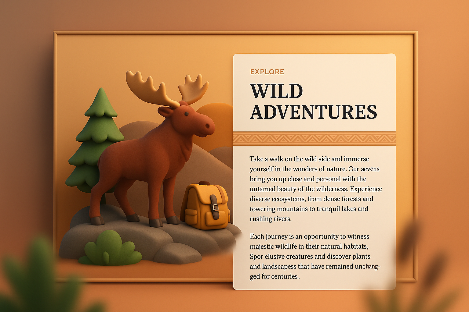 3D Illustration for Wild Adventures Web Page Design