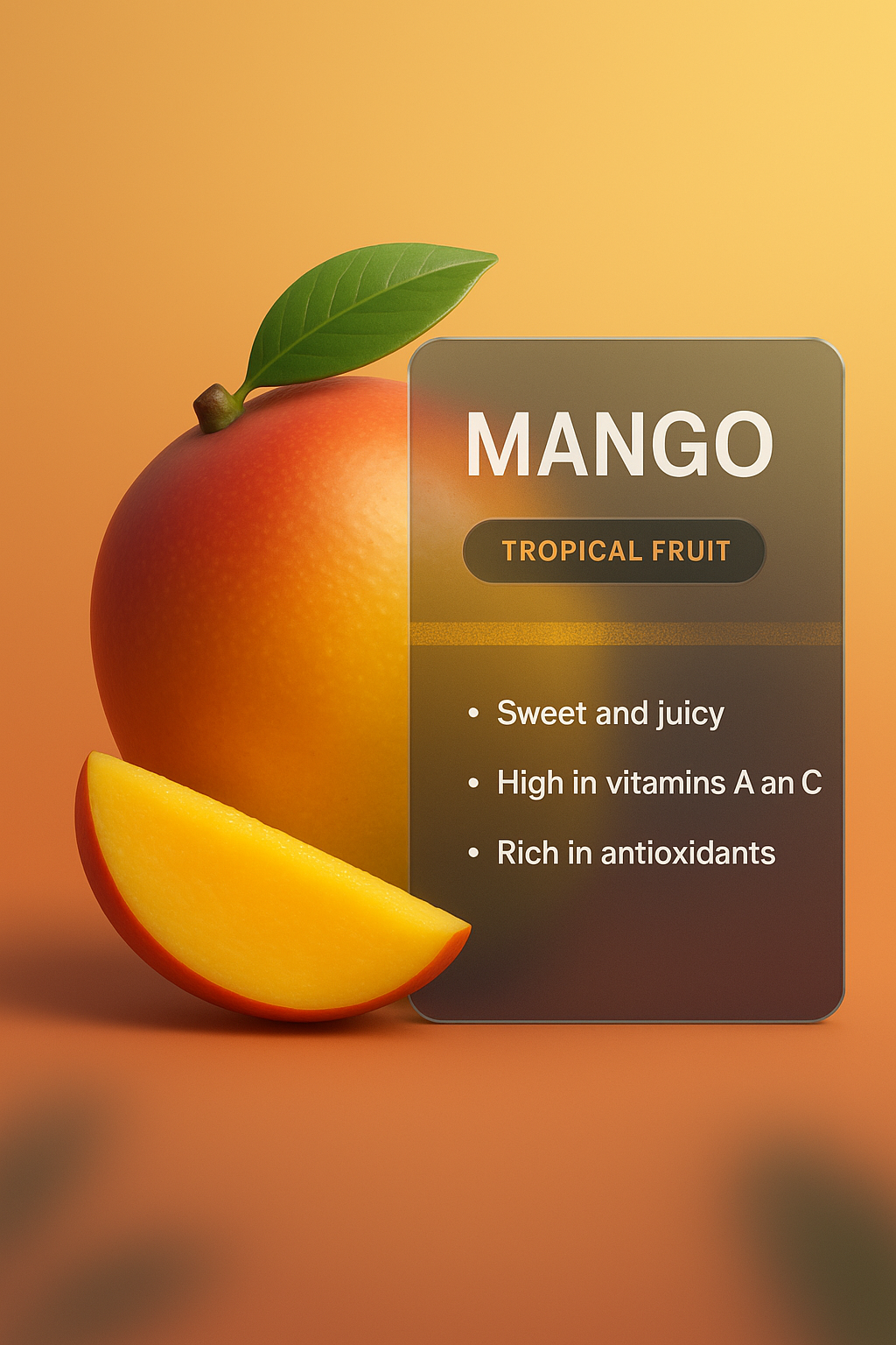 3D Illustration of Mango with Tropical Fruit Information