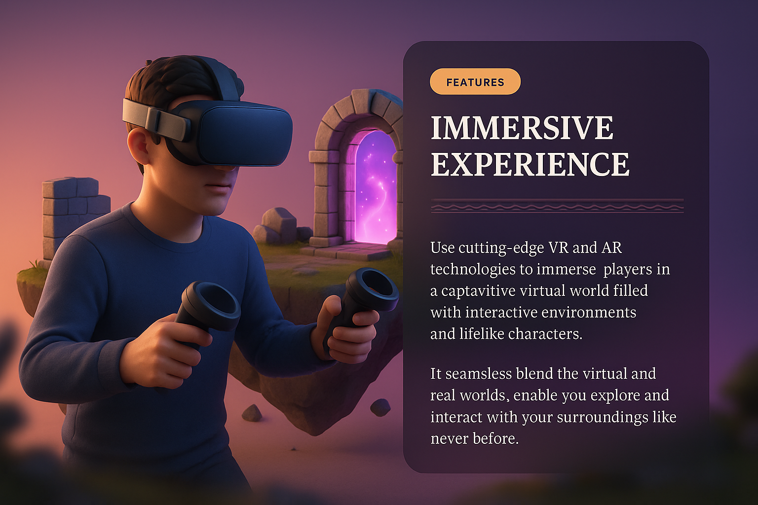 Immersive VR/AR Gaming Experience Web Page Design