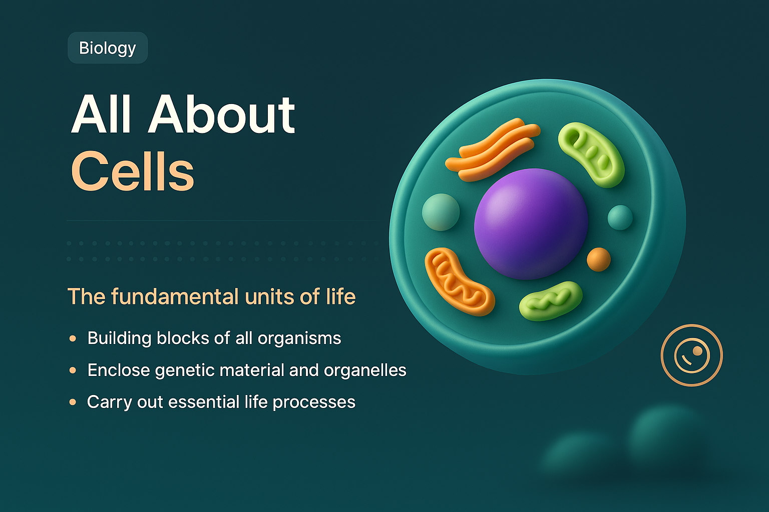 3D Illustration of Cell Structure for Educational Landing Page