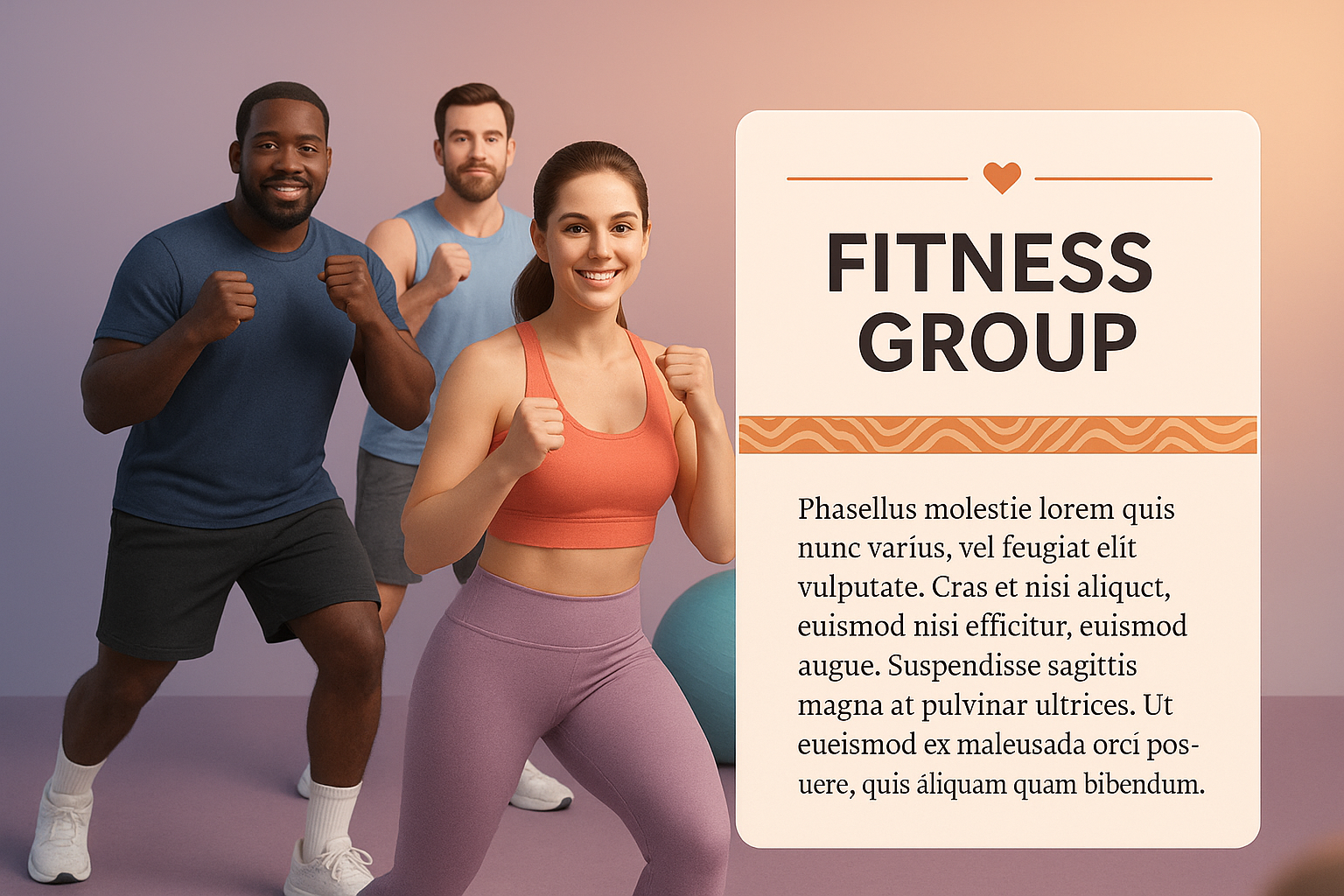 3D Illustration of a Dynamic Fitness Group