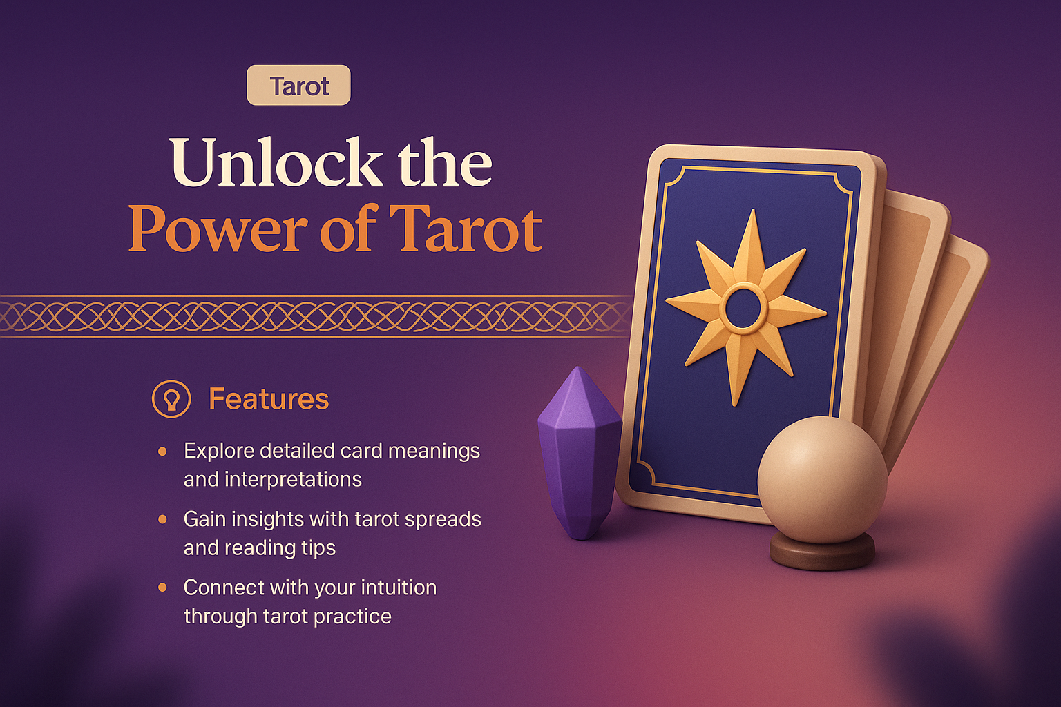 Engaging Tarot Landing Page Design with 3D Elements