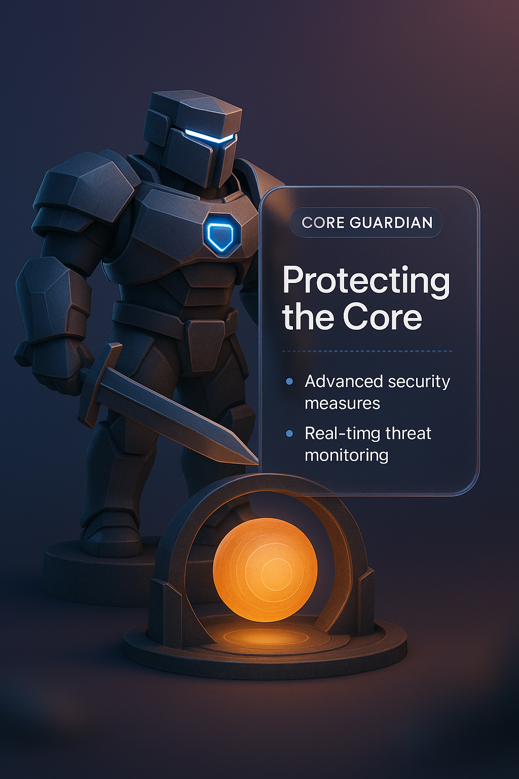 3D Web Page Design Featuring Core Guardian Character