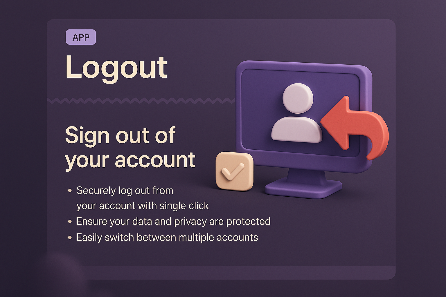 3D Illustration for Logout Feature on Landing Page