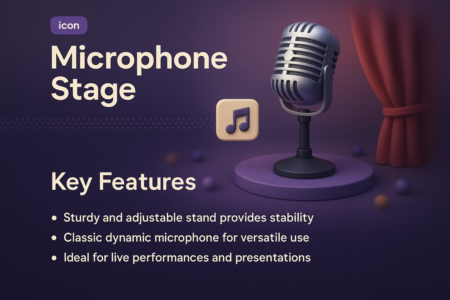 3D Microphone Stage Illustration for Presentations