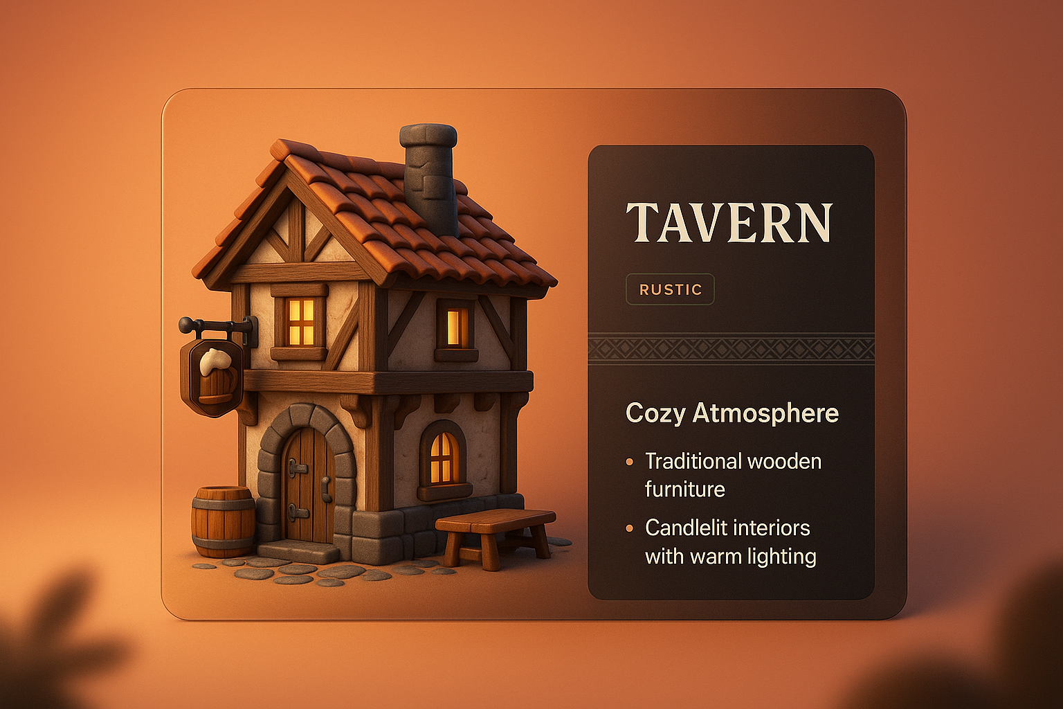 3D Tavern Illustration with Cozy Atmosphere