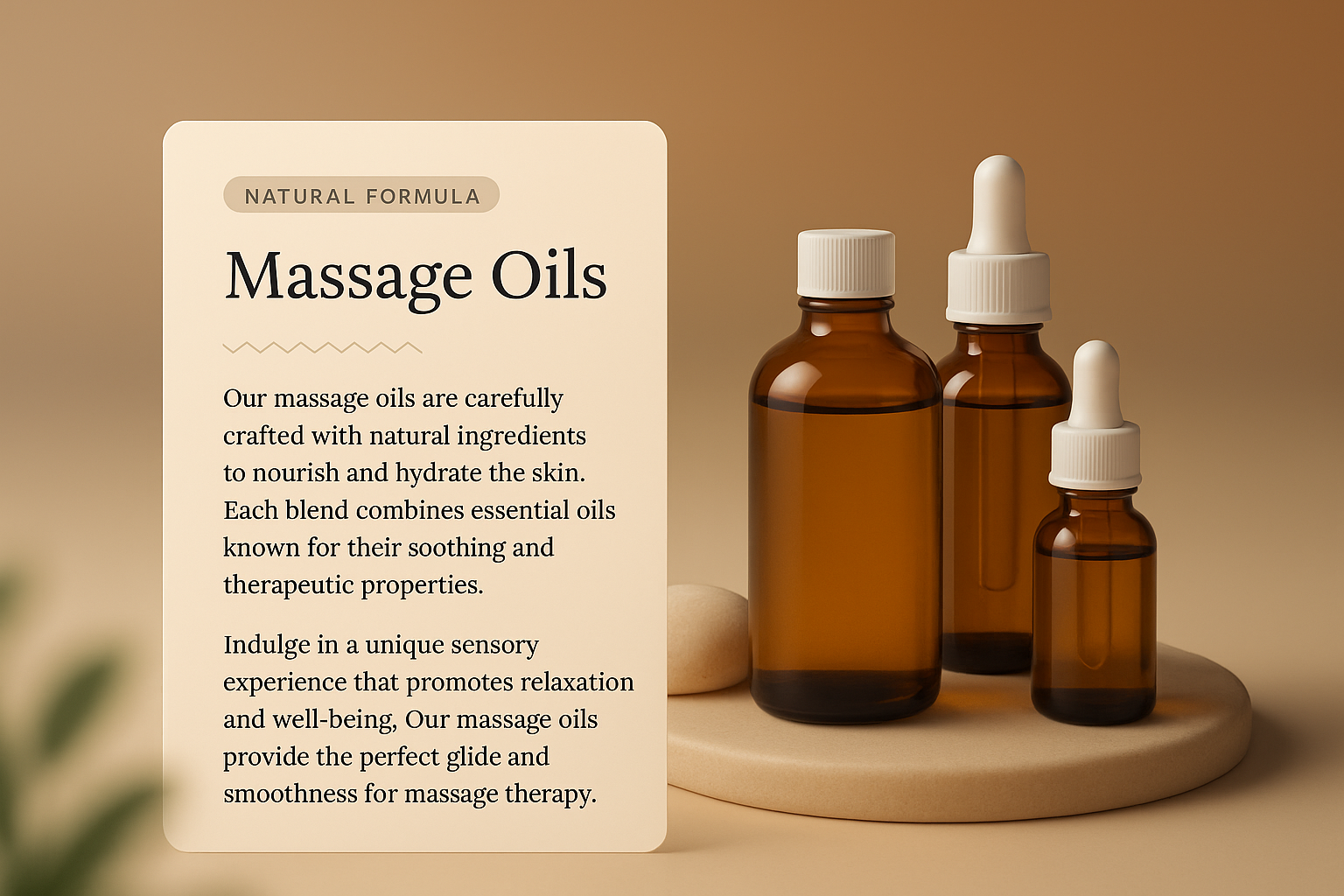 Elegant Presentation of Massage Oils for Relaxation and Wellness