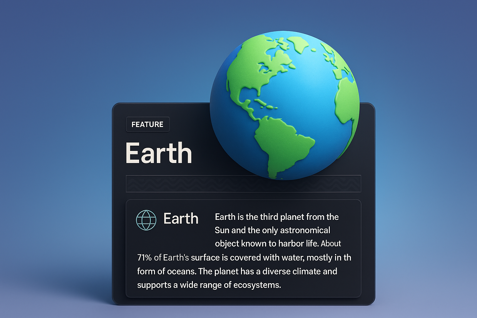3D Illustration of Earth with Feature Block
