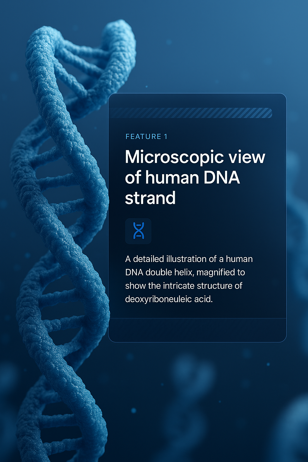 3D Illustration of Human DNA Strand in Microscopic View