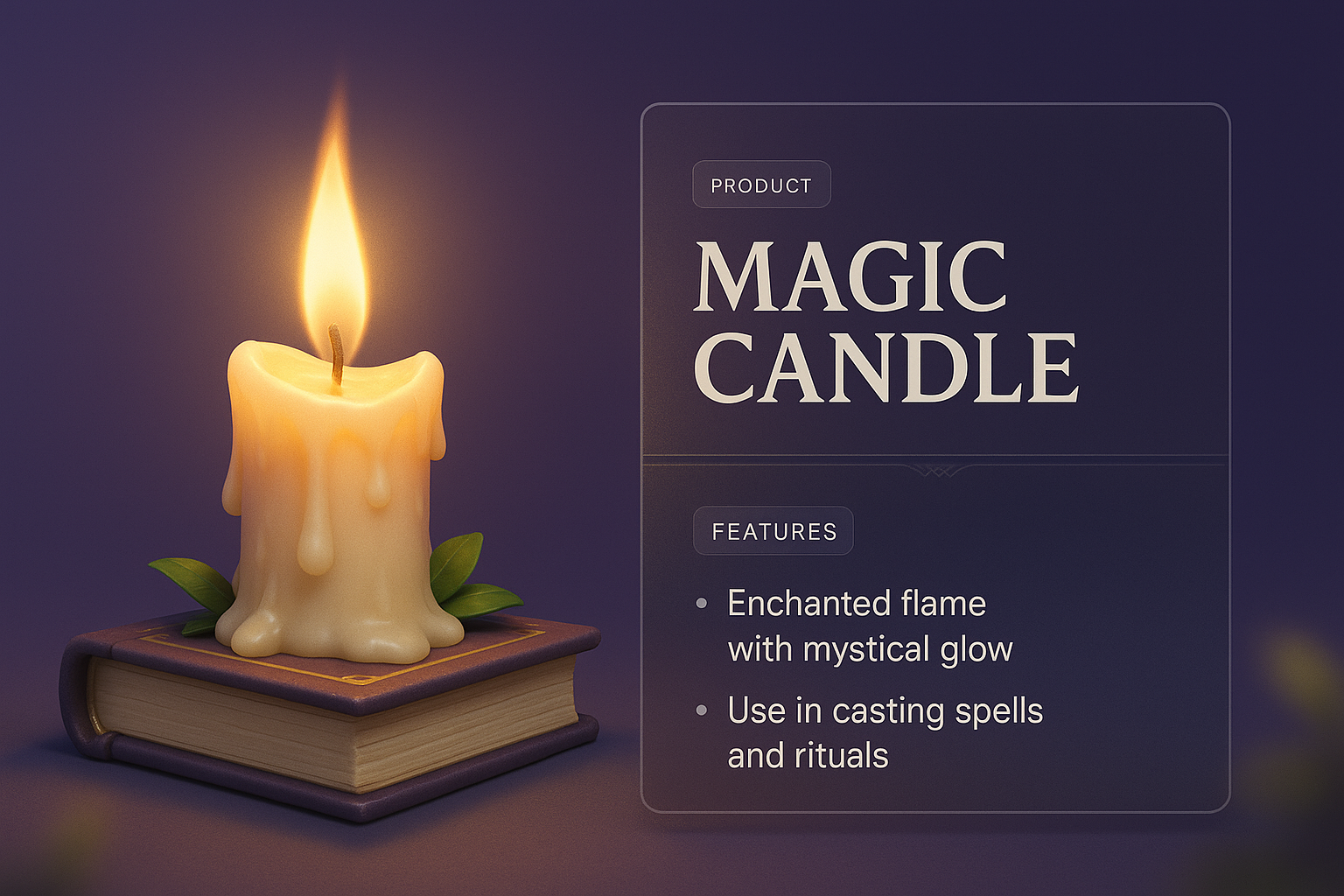 Enchanting 3D Magic Candle Illustration with Features