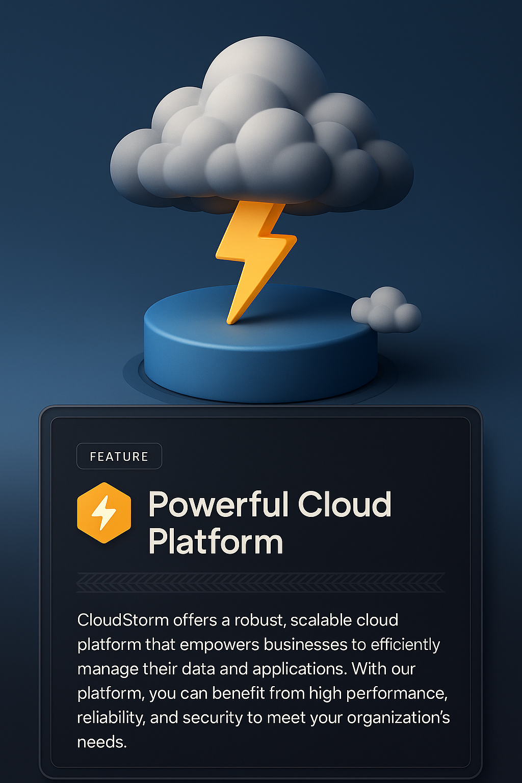3D Cloud Storm Illustration with Feature Block