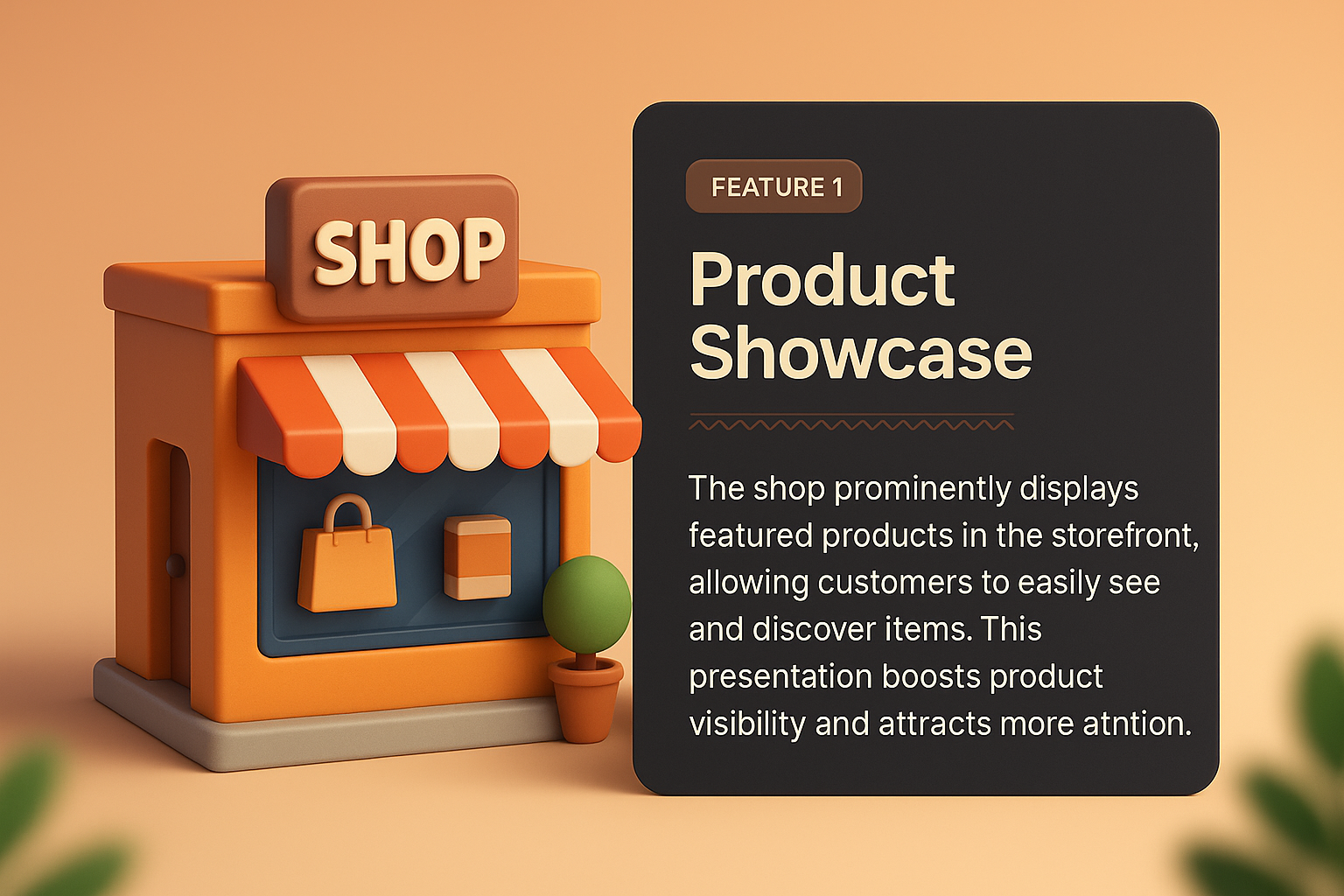3D Web Page Mockup Featuring a Shop