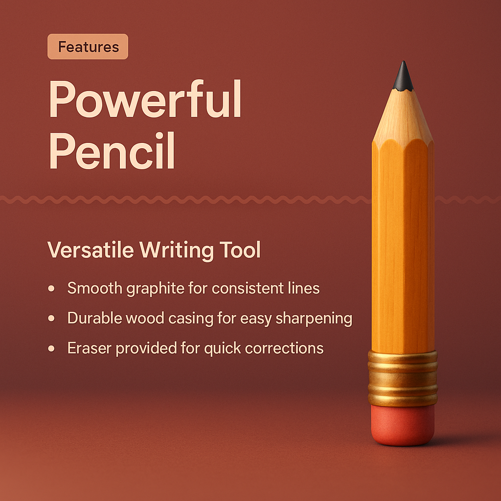 3D Illustration of a Powerful Pencil with Feature Highlights