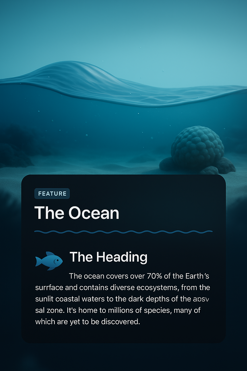 Stunning Ocean Web Design Scene with 3D Elements
