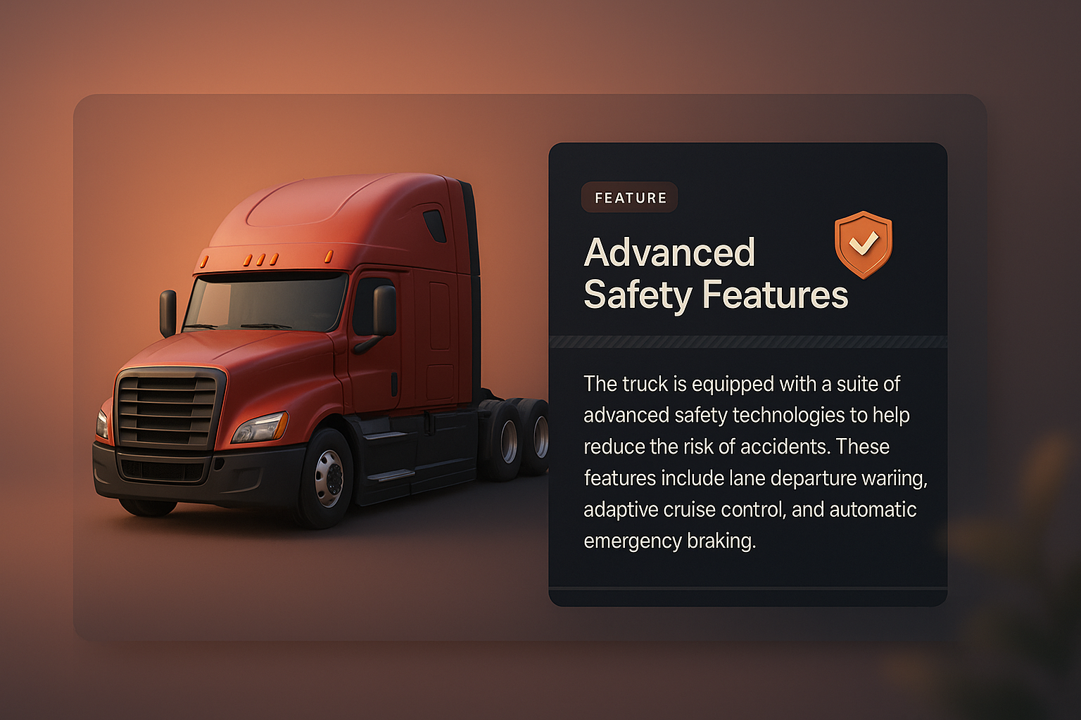 3D Truck Illustration with Advanced Safety Features
