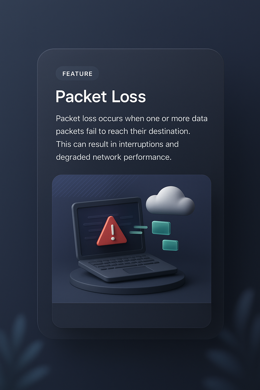 Dynamic 3D Illustration of Packet Loss Concept