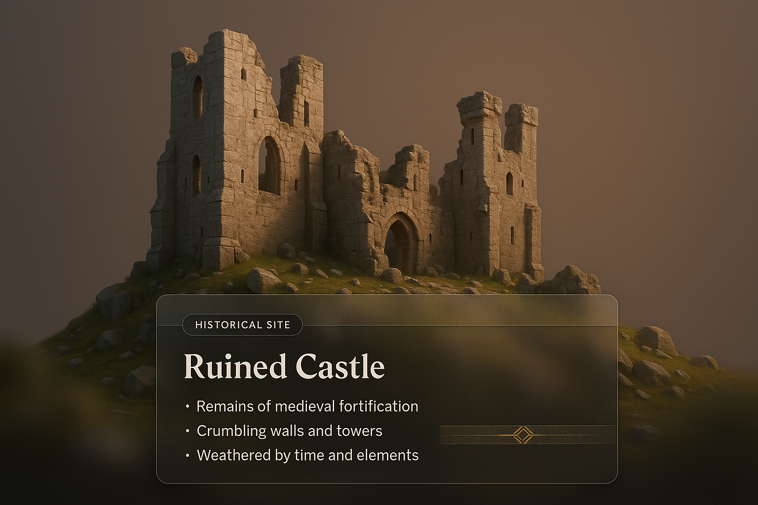 Stunning 3D Illustration of a Ruined Castle
