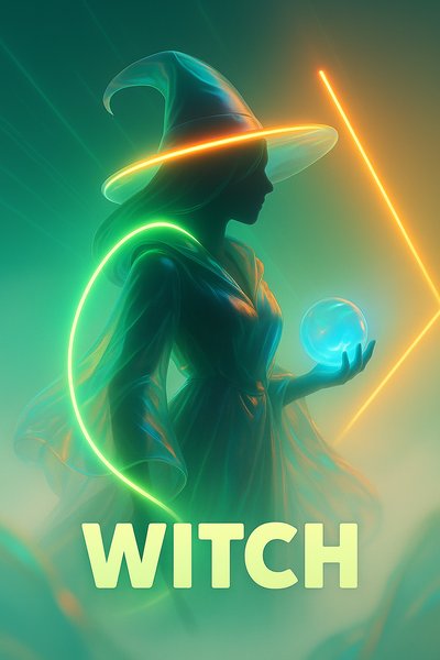 Neon Witch: Ethereal Glow with Mystical Elements