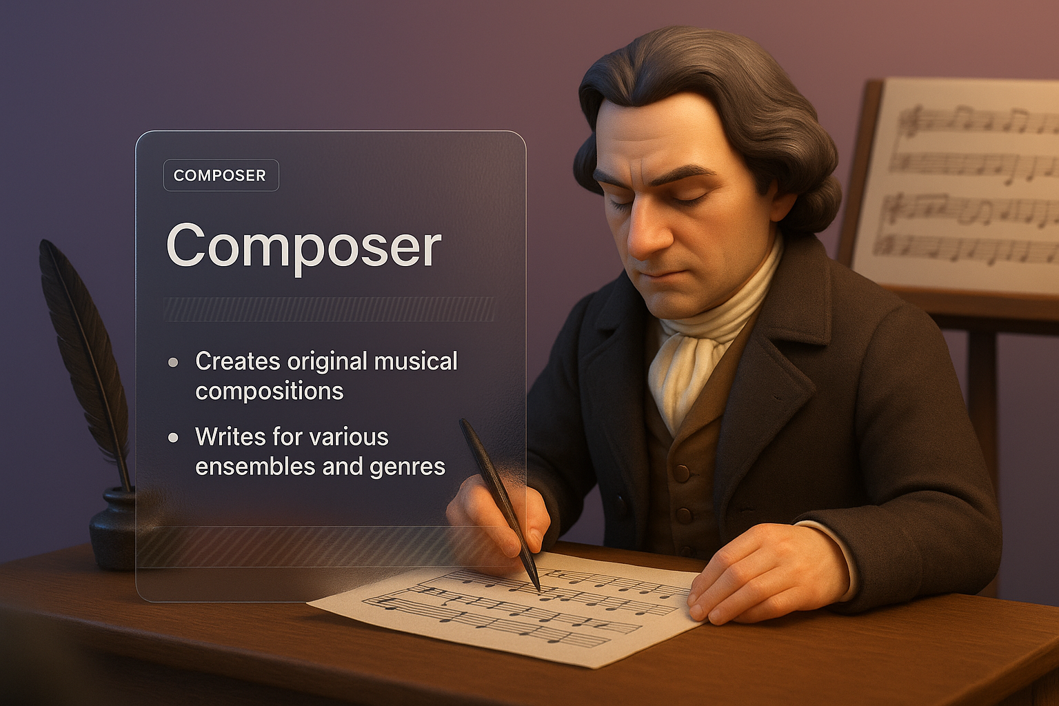 3D Web Design with Unique Effects for Composer Illustration